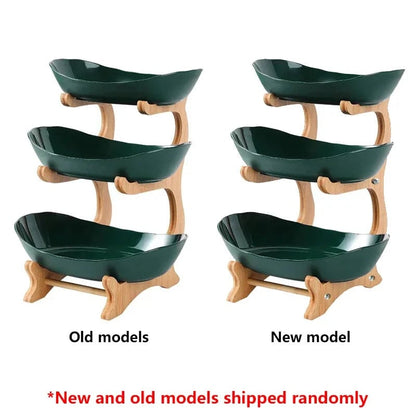 Multi-Compartment Wooden Serving Tray - Fruit Bowl & Candy Dish