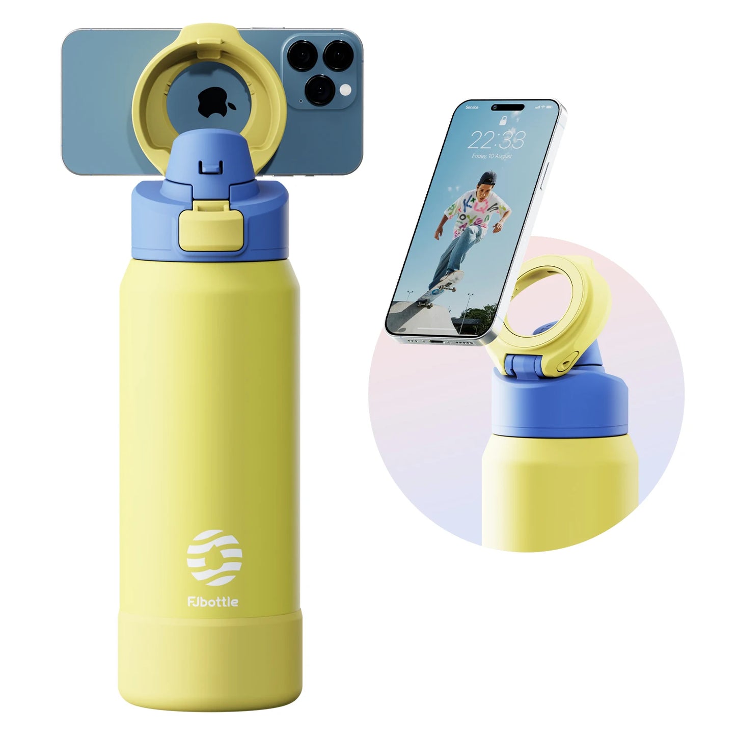 Magnetic Phone Holder Thermos Bottle - Stainless Steel Insulated
