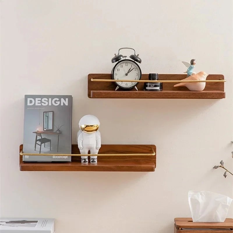 Wall Mounted Wooden Towel Rack Paper Holder Bathroom Storage Shelf