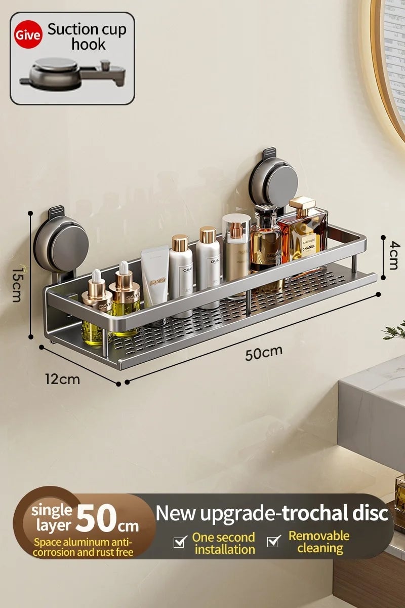 Wall Mounted Non-Perforated Towel Rack Multi-Room Storage Organizer