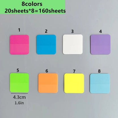 Transparent Sticky Notes Set - 8 Colors 160 Sheets Waterproof Clear
