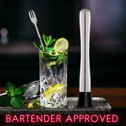 Stainless Steel Cocktail Muddler & Mixing Spoon Bar Tool Set