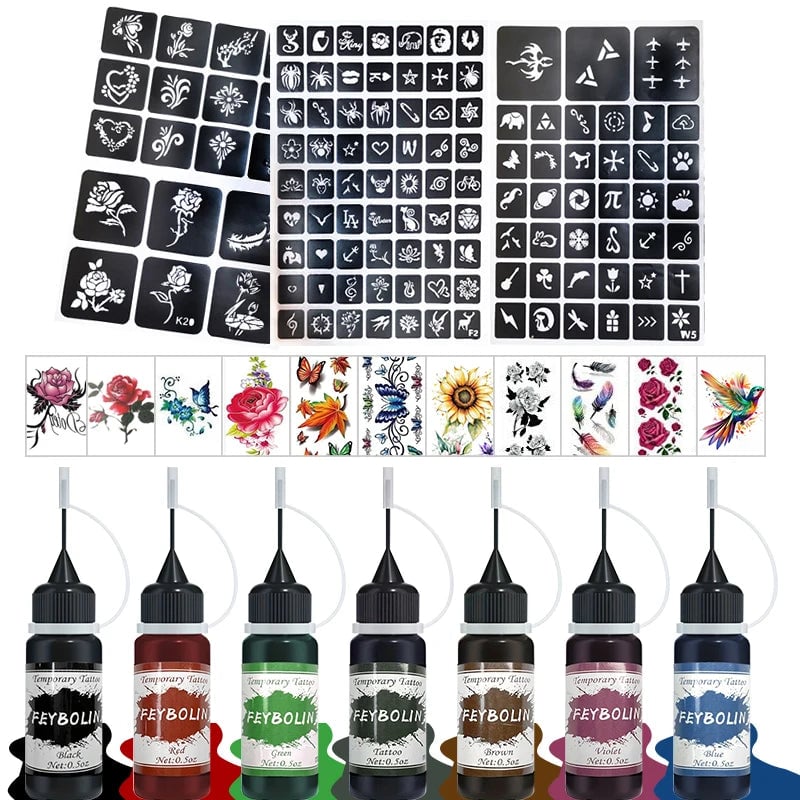 Temporary Tattoo Ink Stickers Freehand Face Body Painting Gel Kit