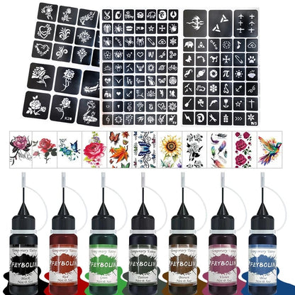 Temporary Tattoo Ink Stickers Freehand Face Body Painting Gel Kit