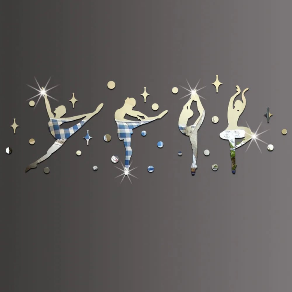 3D Acrylic Mirror Ballet Girls Wall Sticker Dance Room Decor 60067
