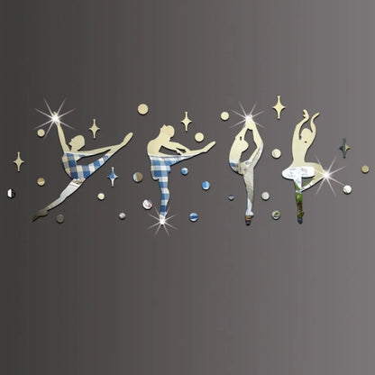 3D Acrylic Mirror Ballet Girls Wall Sticker Dance Room Decor 60067