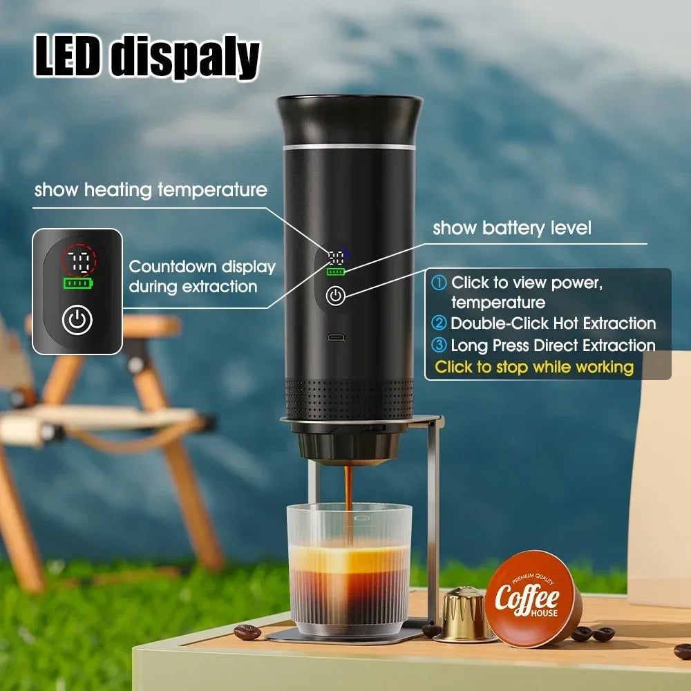 3-in-1 Portable Espresso Machine Digital Display Car Home Coffee Maker