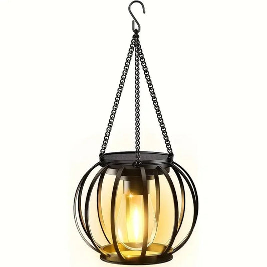 Vintage Solar Lantern Waterproof LED Warm White Outdoor Hanging