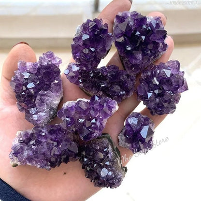 Natural Purple Amethyst Quartz Crystal Cluster Geode Specimen