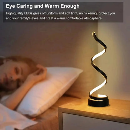 Modern Spiral Dimmable LED Table Lamp - Bedside Living Room Light