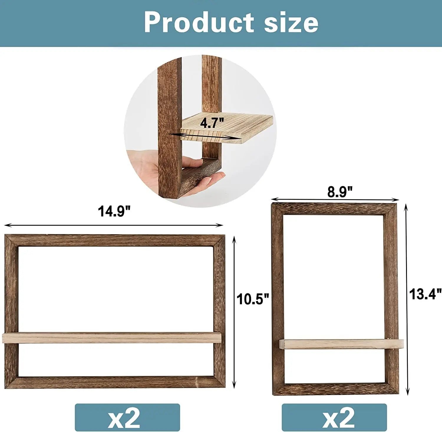 Rustic Wood Floating Wall Shelves - Farmhouse Storage for Bedroom