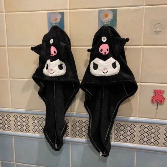Quick Dry Microfiber Hair Towel Wrap Kuromi My Melody Shower Cap