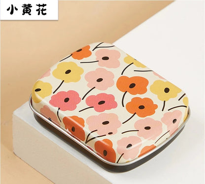 Portable Mini Metal Hinged Tin Box - Small Rectangular Storage Container
