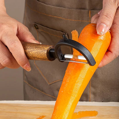 Stainless Steel Peeler with Wooden Handle - Fruit Vegetable Tool