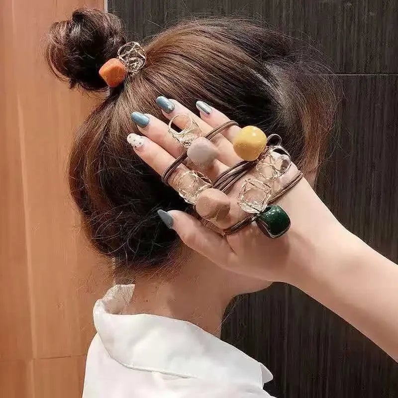 Crystal Rhinestone Hair Scrunchies Elastic Ponytail Holders Women