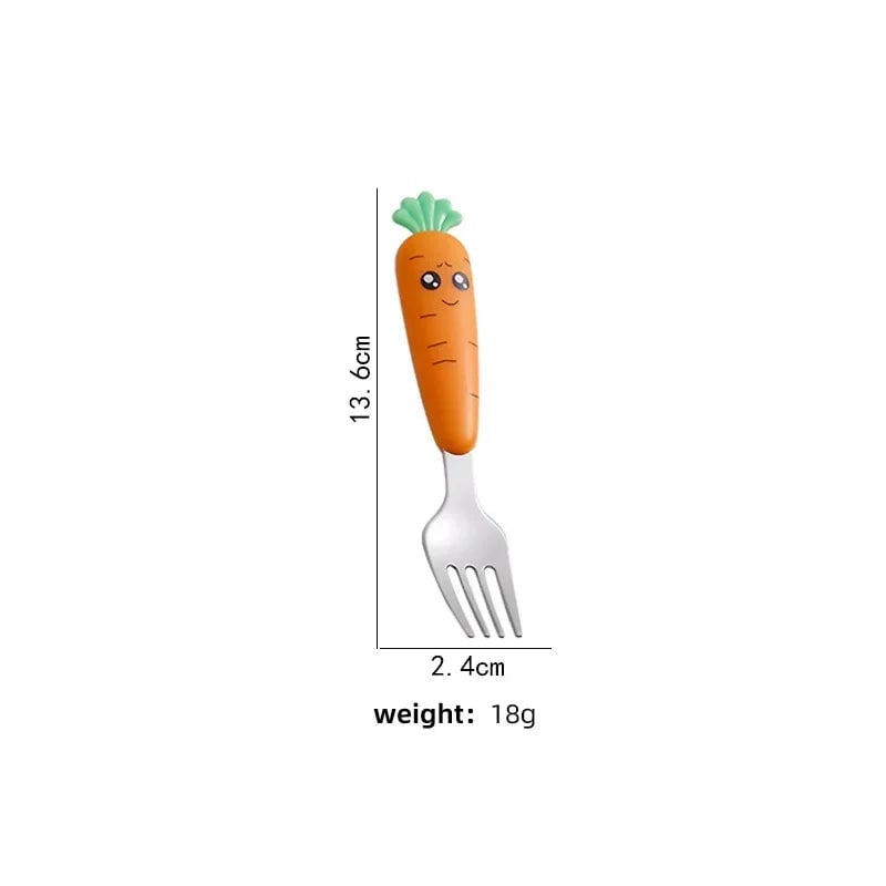 Stainless Steel Cartoon Spoon Fork Set Kids Baby Feeding Utensils