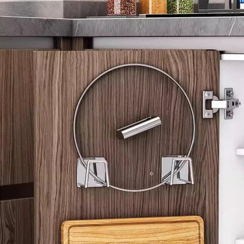 Wall Mounted Stainless Steel Kitchen Storage Rack - Pot Cover & Board