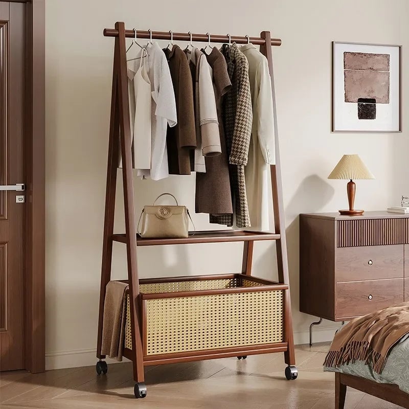 Heavy Duty Floor Standing Clothes Rack - Bedroom Wardrobe Storage