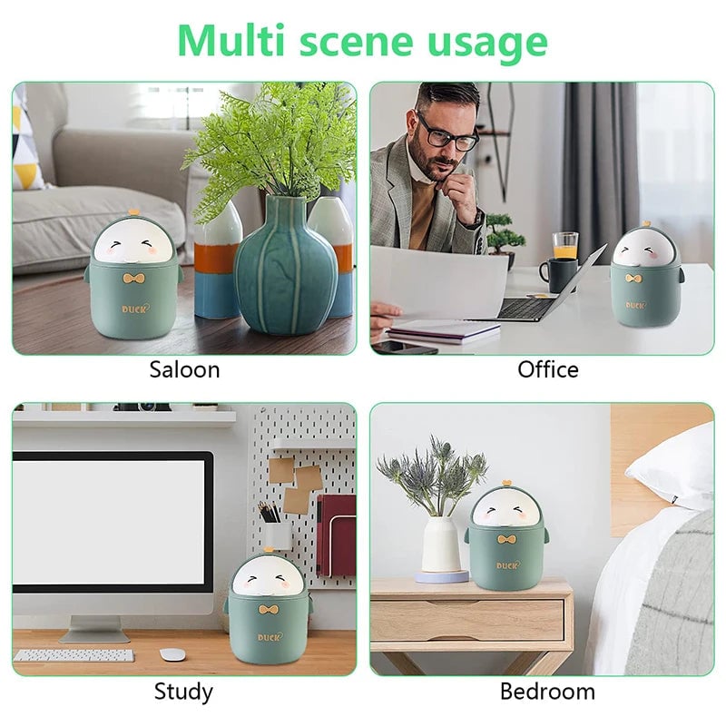 Mini Desktop Trash Can with Lid - Portable Cute Cartoon Design