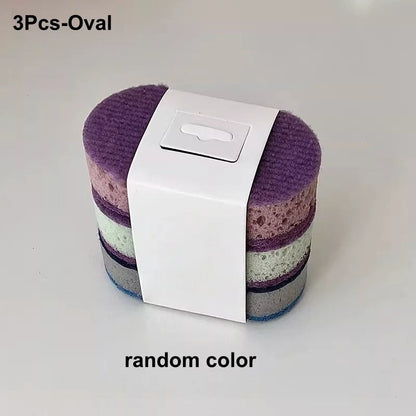 3Pcs Wood Pulp Cotton Magic Cleaning Sponges Kitchen Dishwashing Set