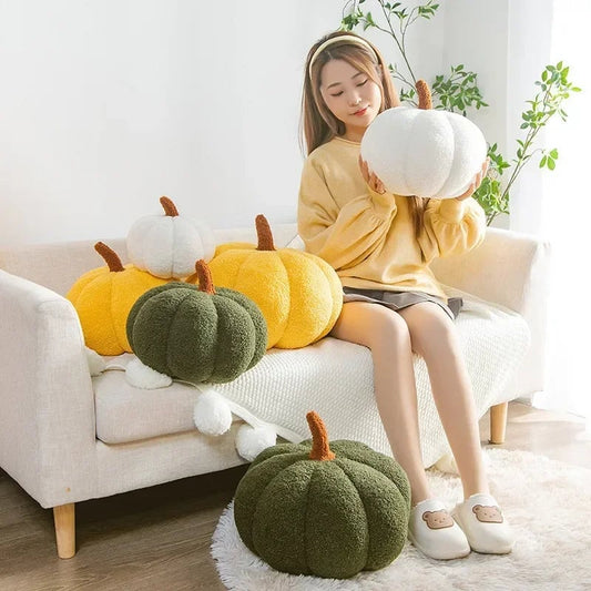 Orange Pumpkin Decorative Throw Pillow - Nordic Plush Sofa Cushion
