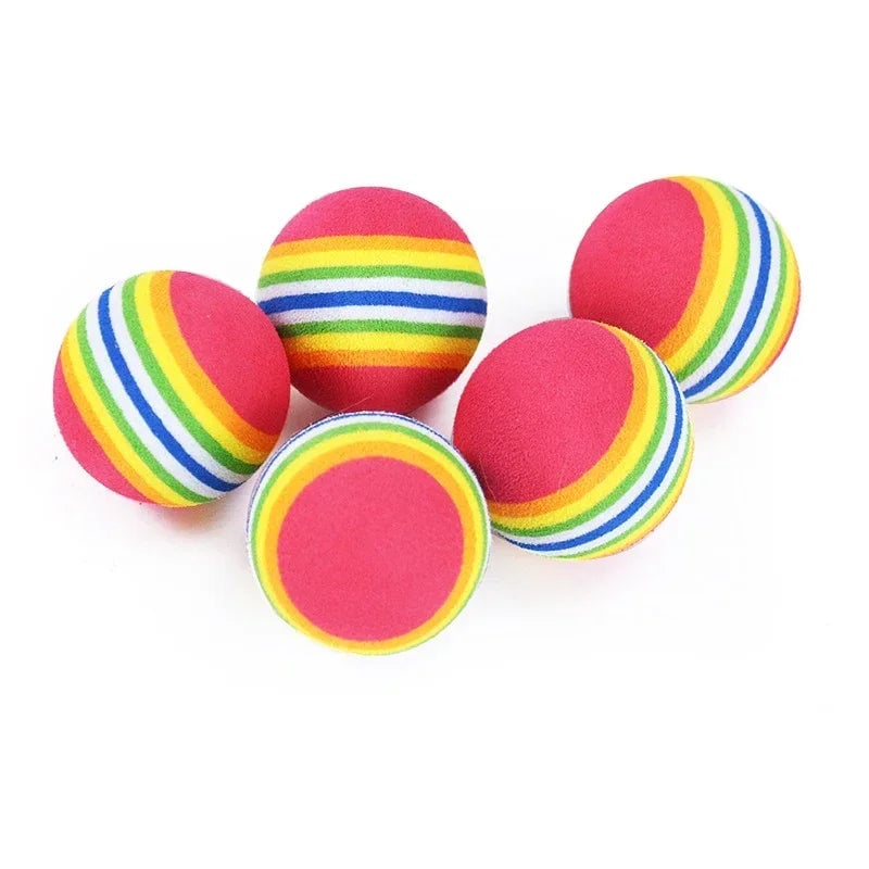 Rainbow Interactive Cat Ball Toys - Rattle Scratch Chew Training