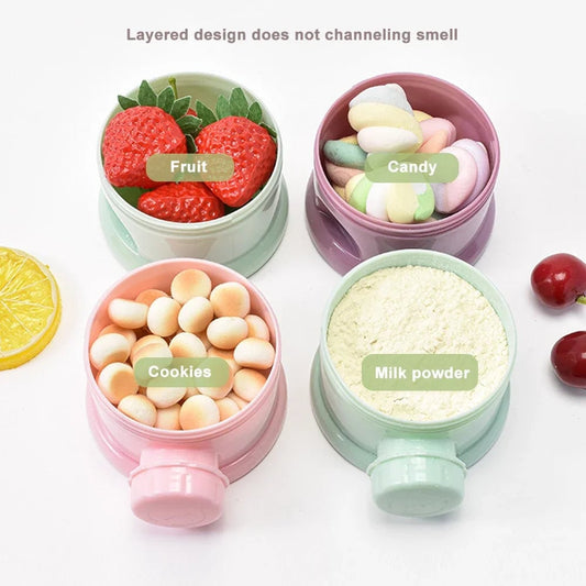 4-Layer Bear Milk Powder Container - Portable Baby Food Storage Box