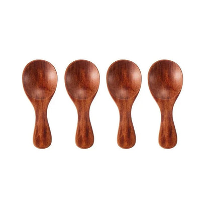 4Pcs Mini Wooden Spoons - Small Kitchen Spice Coffee Tea Scoop Set