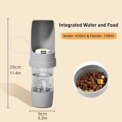 2-in-1 Portable Pet Water Bottle & Food Container Travel Feeder