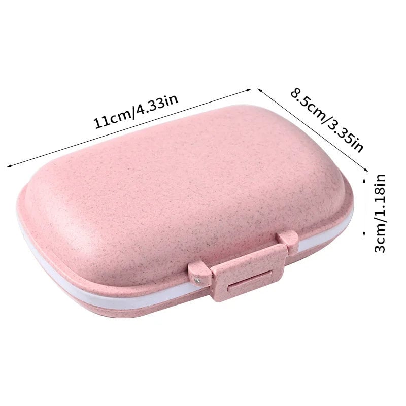 8 Grid Wheat Straw Pill Organizer with Seal Ring Travel Medicine Box
