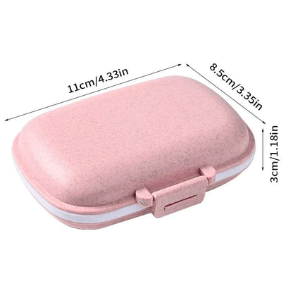 8 Grid Wheat Straw Pill Organizer with Seal Ring Travel Medicine Box