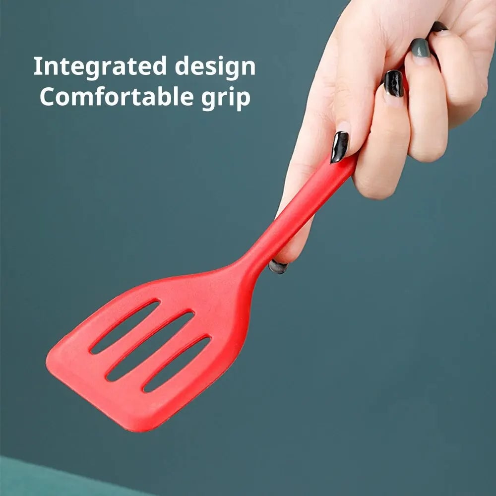 Heat-Resistant Silicone Spatula - Non-Stick Flat Bottom Frying