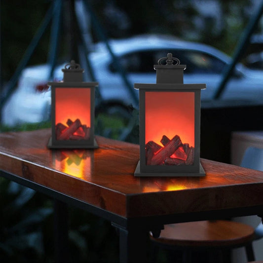 LED Flame Effect Handheld Table Lamp - Portable Fireplace Decor