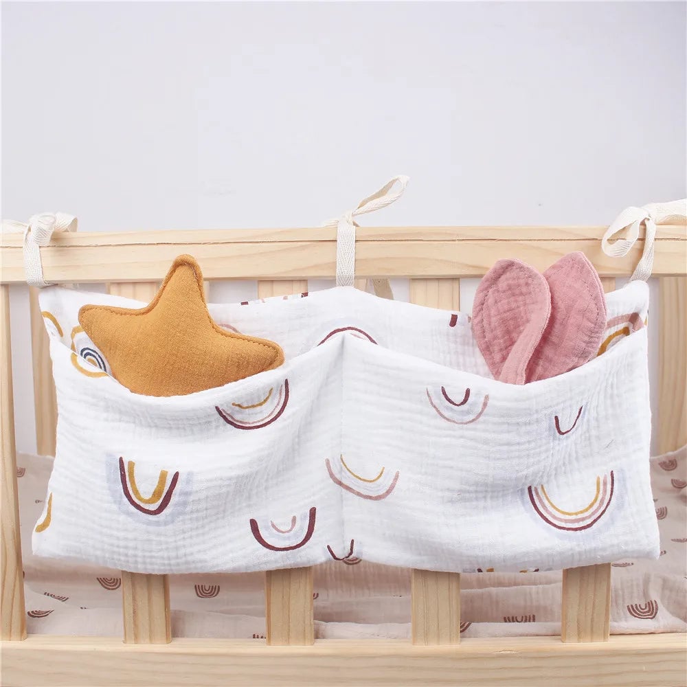 Multifunctional Crib Storage Organizer Baby Diaper Bag Bedside