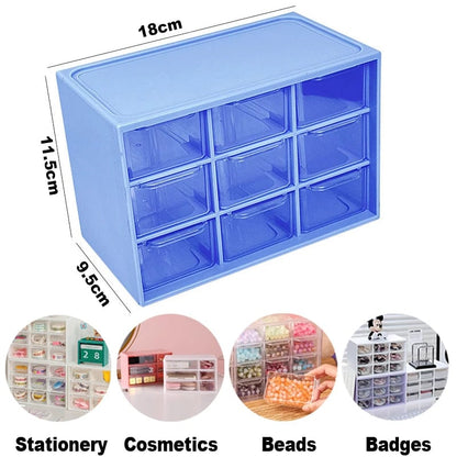 9 Grid Desktop Storage Box Jewelry Cosmetic Organizer with Drawer