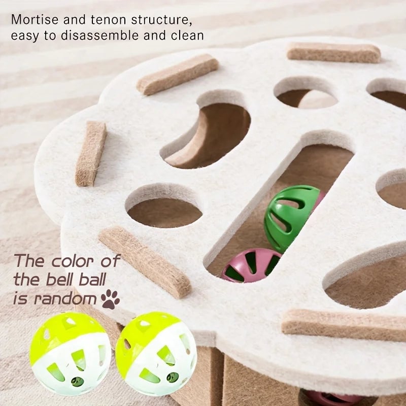 Interactive Cat Puzzle Toy - Felt Box Maze Tunnel with Bell Ball