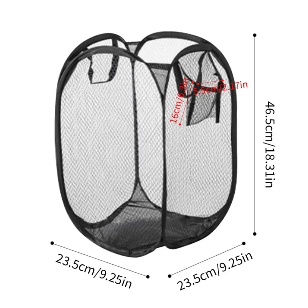 Mesh Pop Up Laundry Hamper - Collapsible Portable Basket Dorm