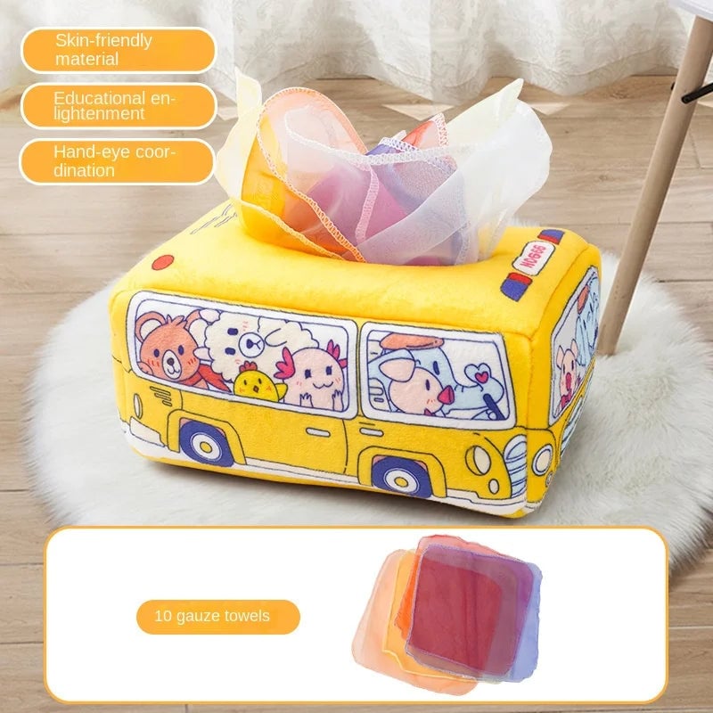 Baby Montessori Magic Tissue Box - Educational Sensory Busy Board