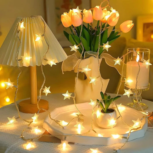 LED Star String Lights 20ft USB Battery Warm White Fairy Lights