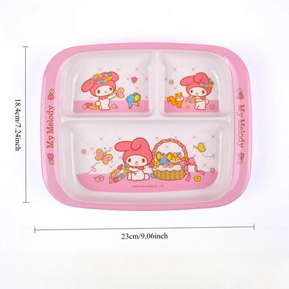 Kids Divided Dinner Plate - Cartoon Dishwasher Safe Shatter Resistant