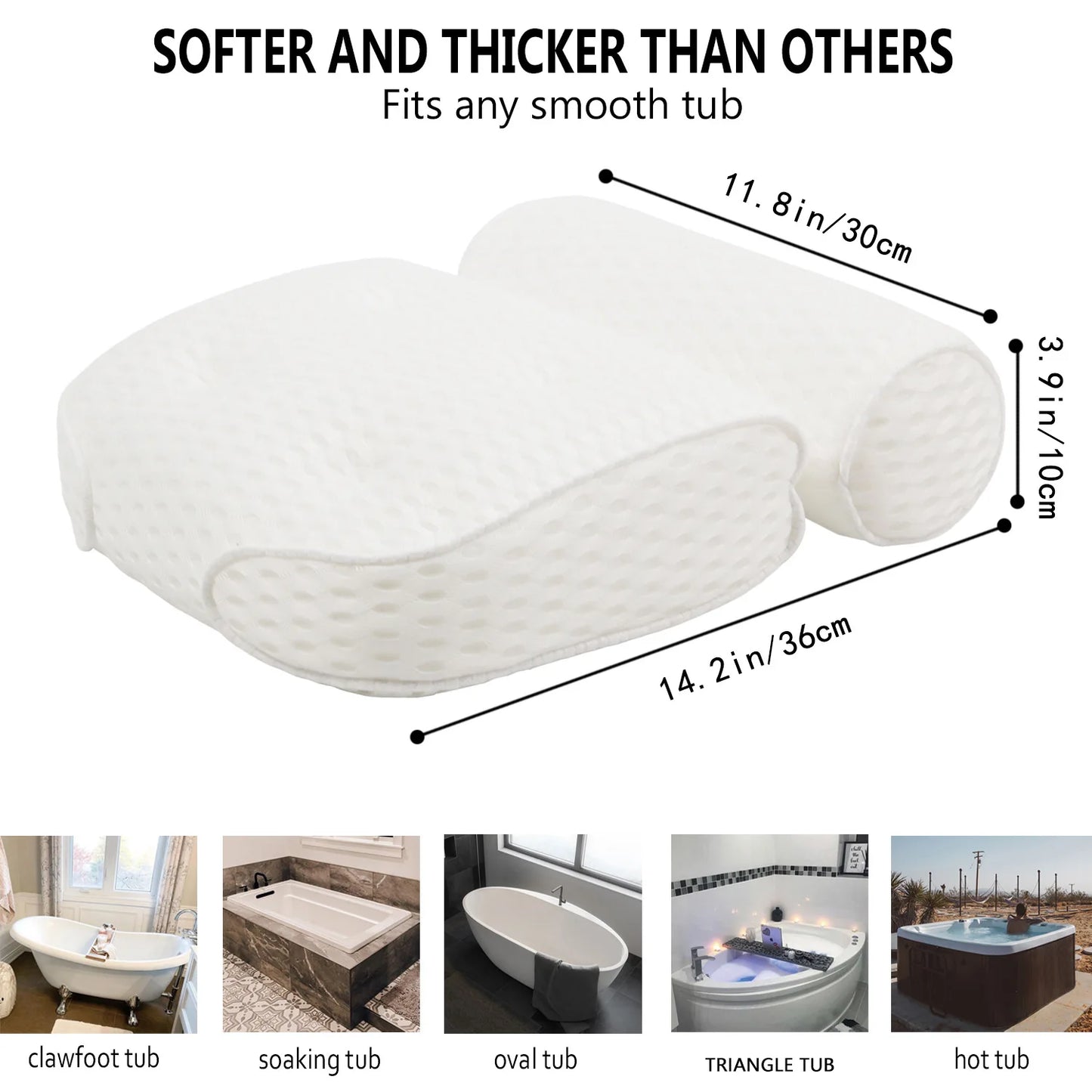 Transform your bath experience with premium air mesh bathtub pillows. Ergonomic neck and back support with secure suction cups. 2-pack for ultimate comfort.