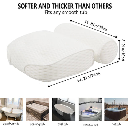 Transform your bath experience with premium air mesh bathtub pillows. Ergonomic neck and back support with secure suction cups. 2-pack for ultimate comfort.