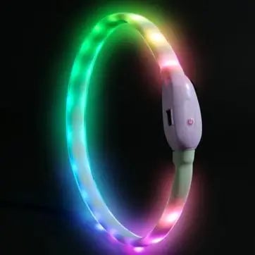 USB Rechargeable LED Dog Collar 9 Flashing Modes Soft Silicone