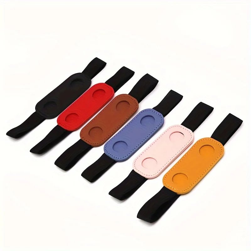 PU Leather Pen Holder Sleeve Elastic Band Clip Office Notebook