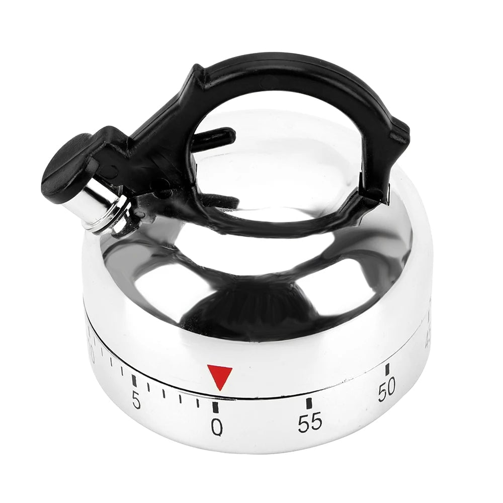 60-Minute Mechanical Kitchen Timer - Kettle Shape Countdown Alarm