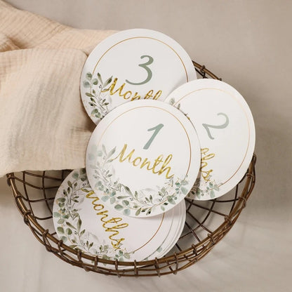Wooden Baby Milestone Number Cards Monthly Newborn Photography Props