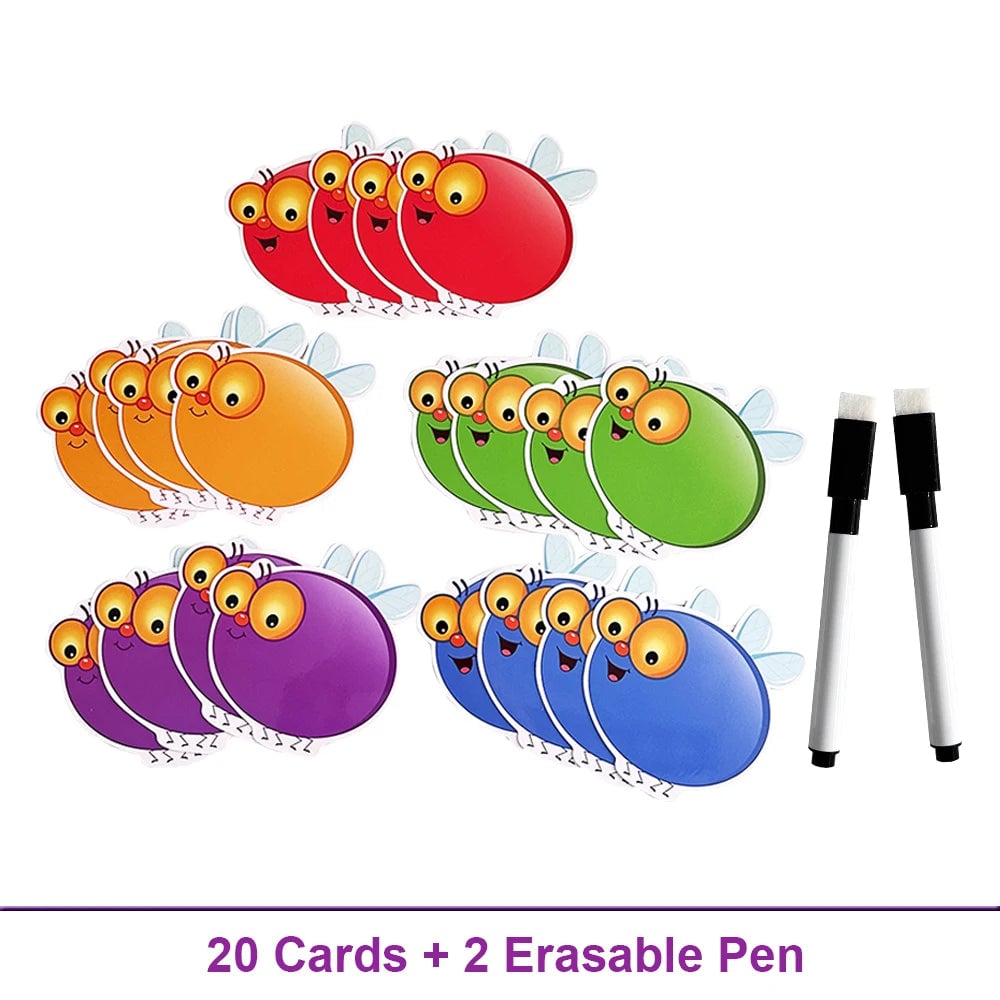 Dry Erase Blank Fly Cards Montessori Swat Game Learning Set