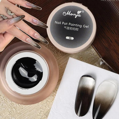 Cushion Patting Gel Polish - Ombre Black White Peach Gradient Nail Art
