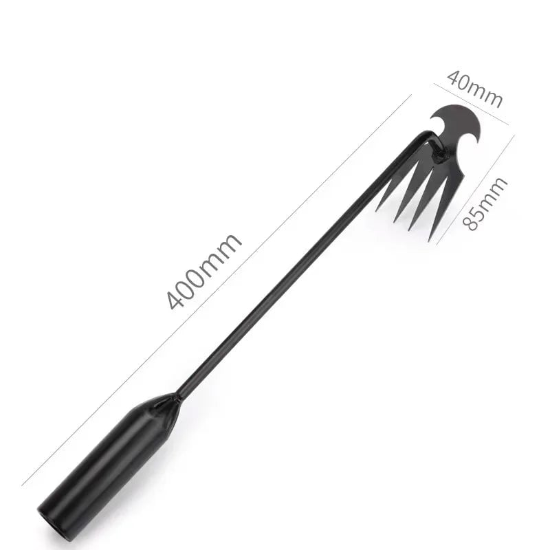 4-Tooth Hand Weeder Tool - Steel Prong Garden Cultivator