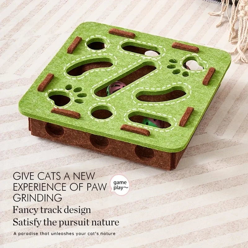 Interactive Cat Puzzle Toy - Felt Box Maze Tunnel with Bell Ball